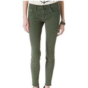 J Brand Women's Size 30 Roz Moto Vin Mantis Army Green Skinny Jeans